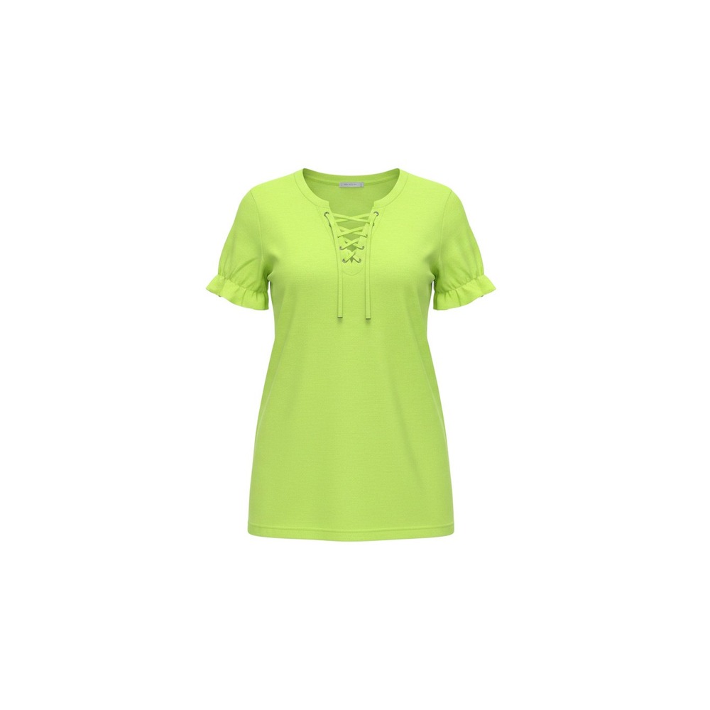 Love Fire Top Womens S Neon Yellow New Lace Up Grommet Ruffle Sleeve Slub Knit